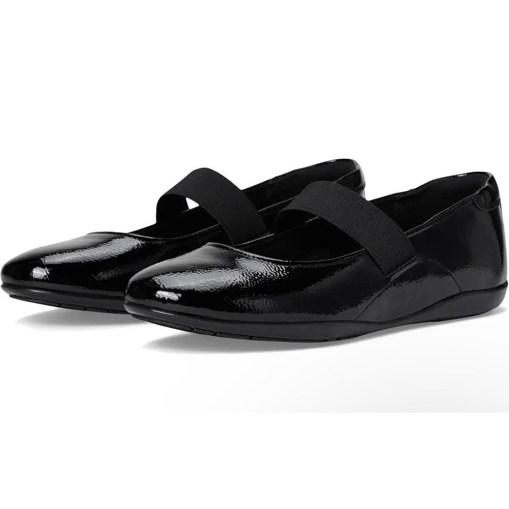 NIB Rockport Aver 9.5 W Wide Mary Jane Flats Black Patent Leather Slip On Shoes